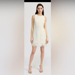 En Saison Women's Arden Sleeveless Feather-Trim Mini Dress  Medium M NWT